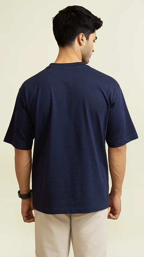Statement Oversized Solid T-Shirts Midnight Blue