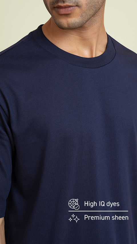 Statement Oversized Solid T-Shirts Midnight Blue