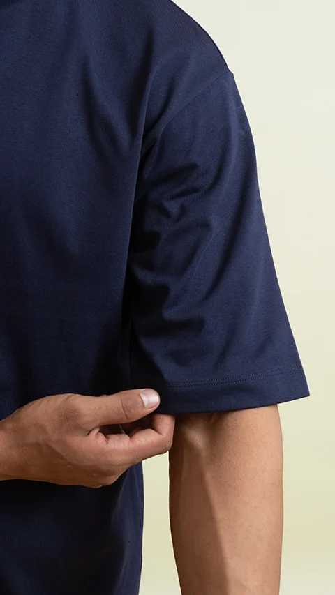 Statement Oversized Solid T-Shirts Midnight Blue