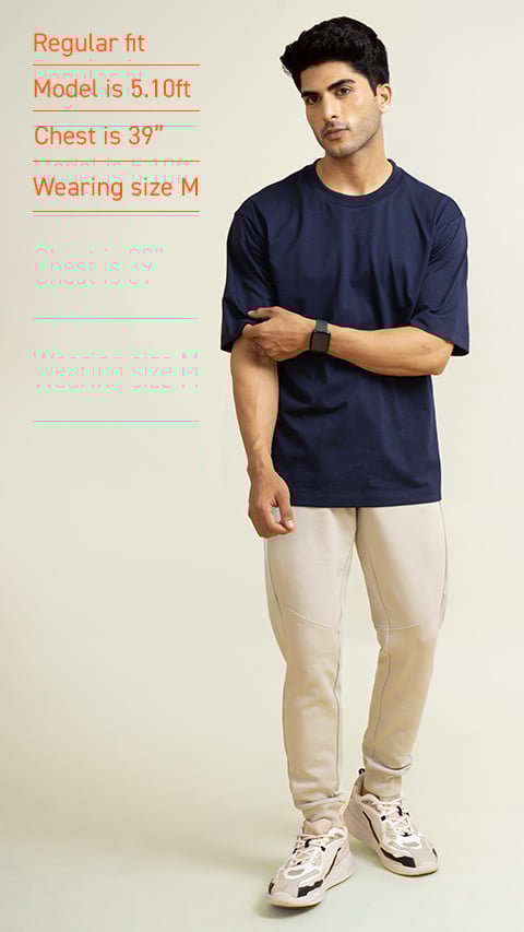 Buy Oversized Solid Tshirt Midnight Blue for Mens | DaMENSCH