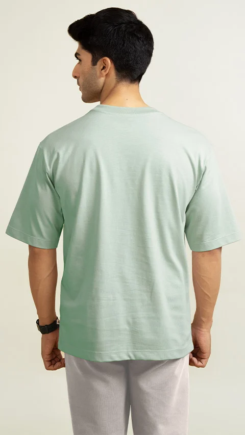 Statement Oversized Solid T-Shirts Mint Green