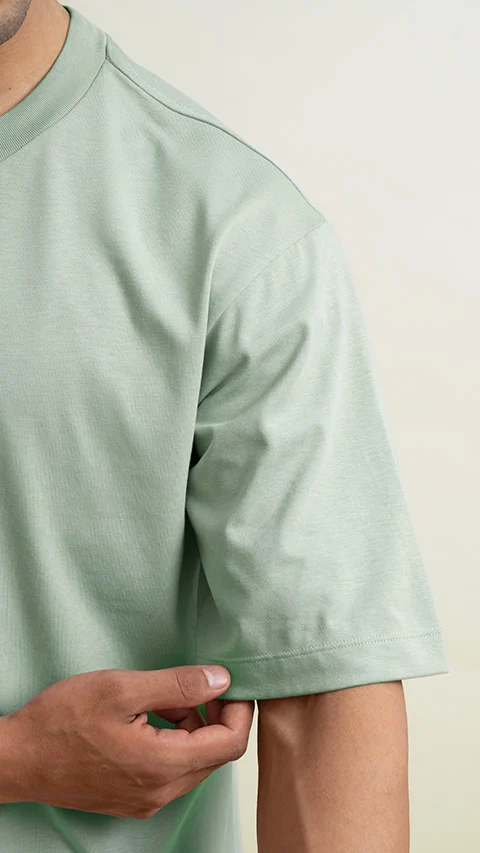 Statement Oversized Solid T-Shirts Mint Green