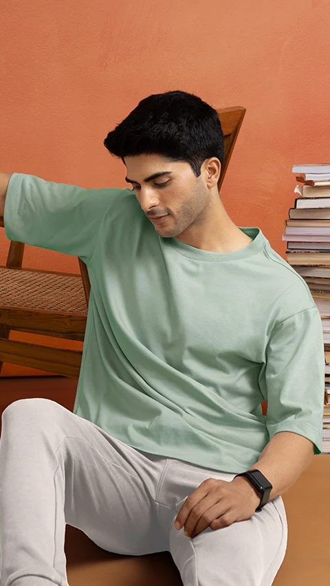 Statement Oversized Solid T-Shirts Mint Green