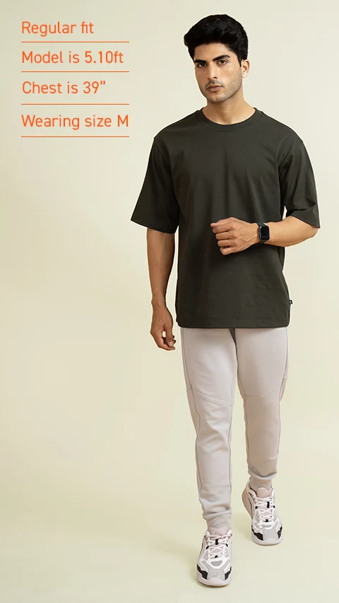 Statement Oversized Solid T-Shirts Olive Green