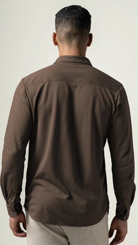 Constant All-Degree Pique Shirts Full Sleeves Coffee Brown