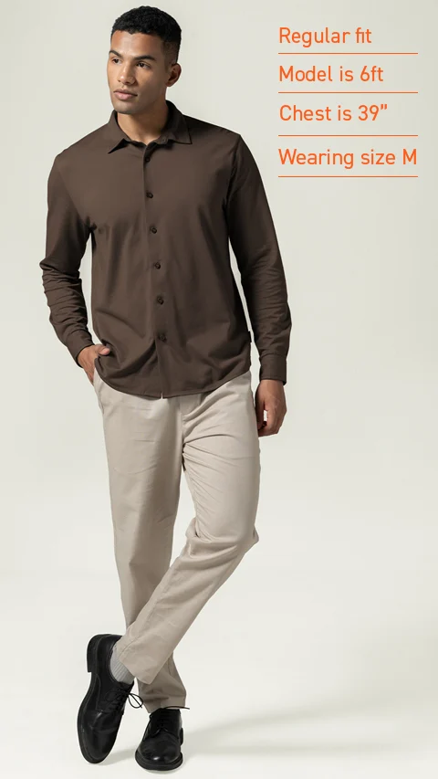 Constant All-Degree Pique Shirts Full Sleeves Coffee Brown