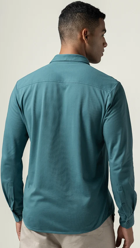 Constant All-Degree Pique Shirts Full Sleeves Lagoon Blue