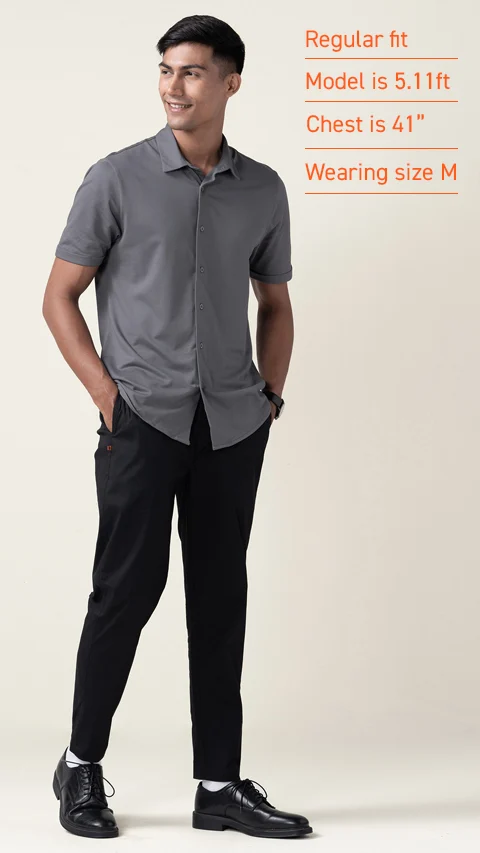 Constant All-Degree Pique Shirts Half Sleeves Clear Grey