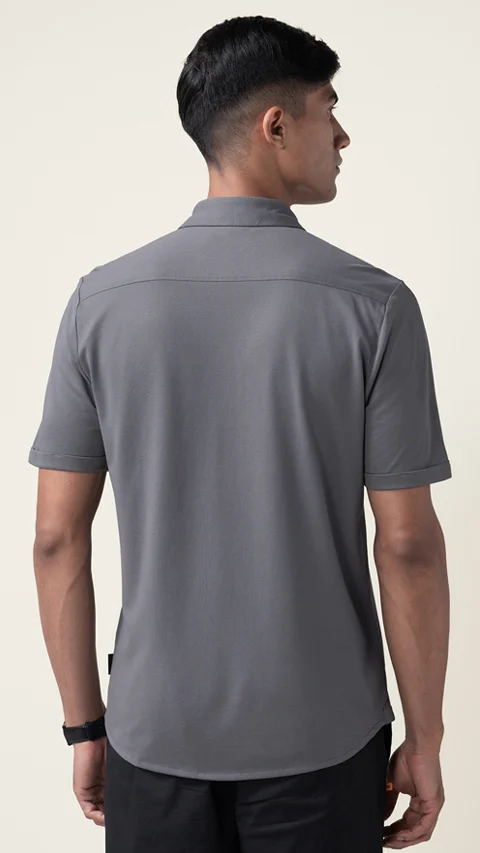 Constant All-Degree Pique Shirts Half Sleeves Clear Grey