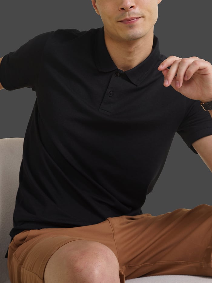 Constant All-Degree Pique Polo Jet Black