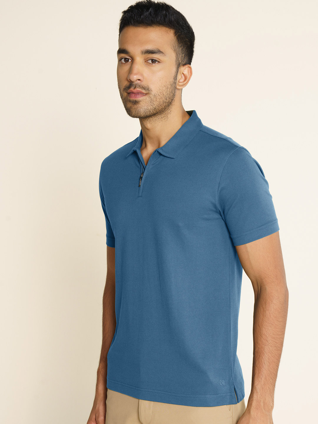 Constant All-Degree Pique Polo Zipper- Steel Blue