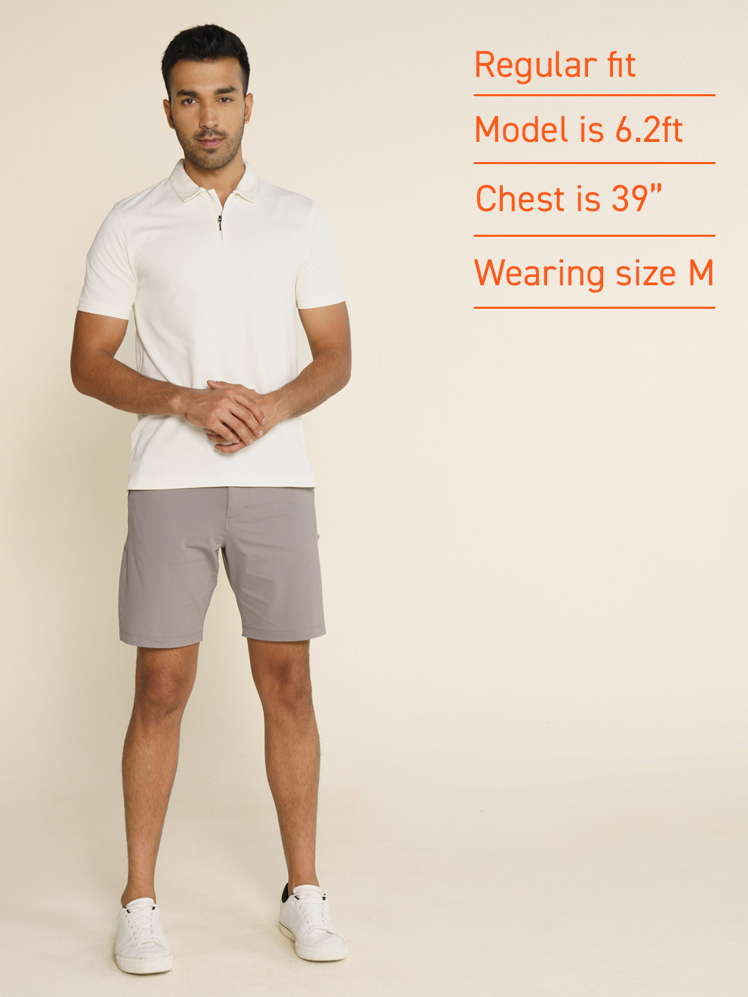 Constant All-Degree Pique Polo Zipper- Vanilla White