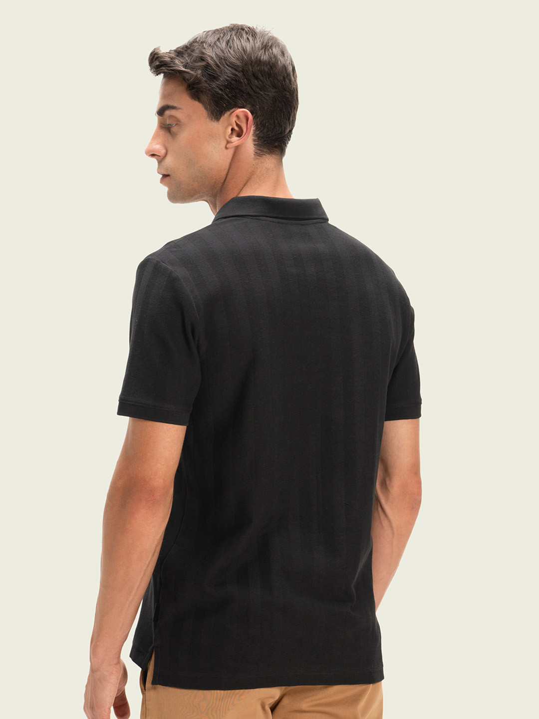 Statement Textured Polo T-Shirt Phantom Black