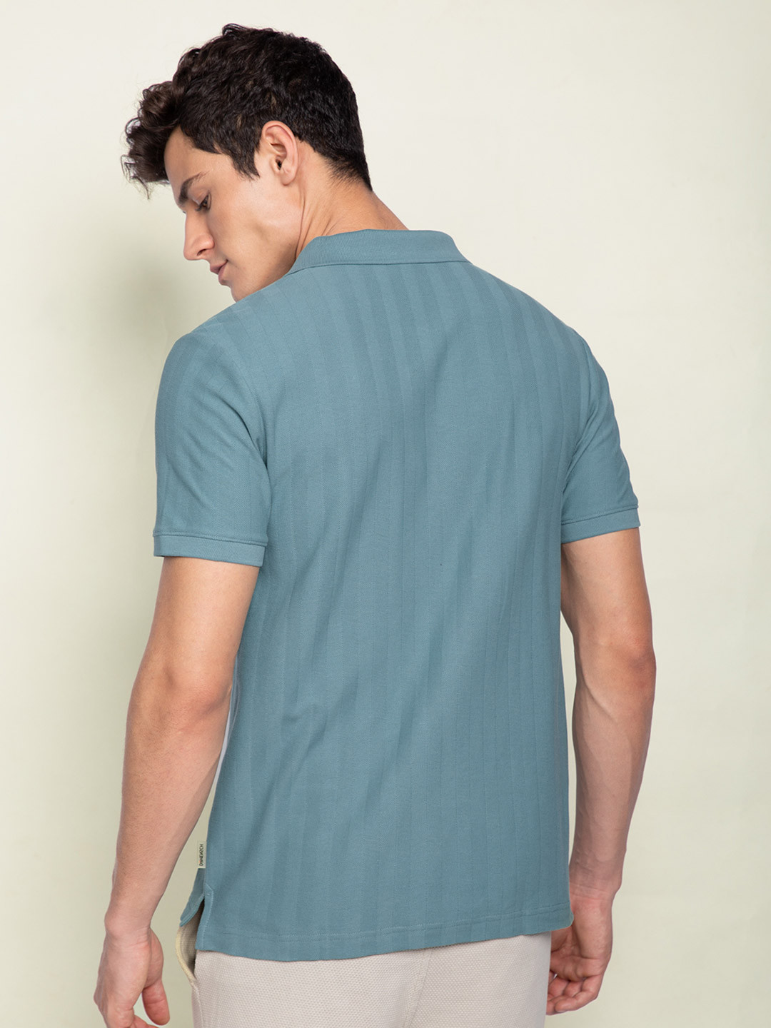 Statement Textured Polo T-Shirt Shady Teal