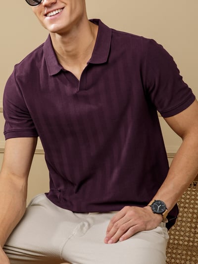 Statement Textured Polo T-Shirt Wisdom Wine