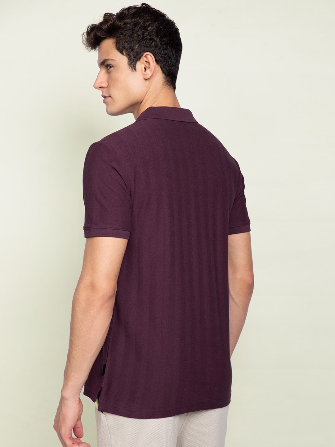 Statement Textured Polo T-Shirt Wisdom Wine