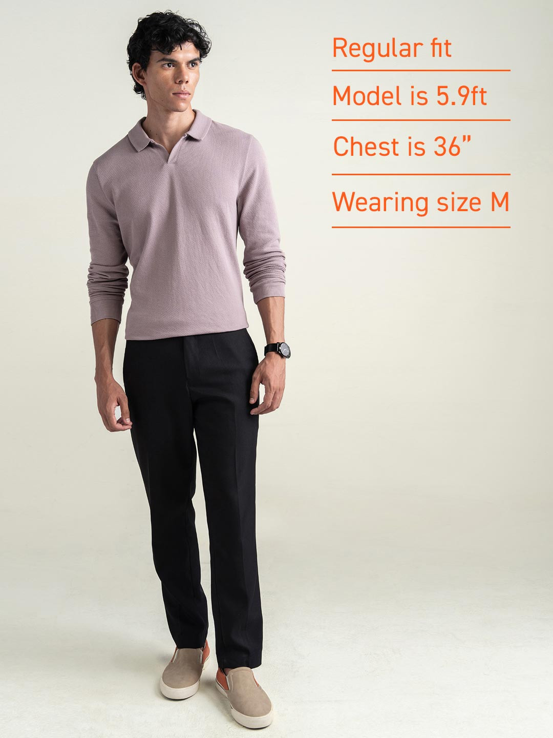 Statement Popcorn Full-Sleeve Polo Lavender Dust