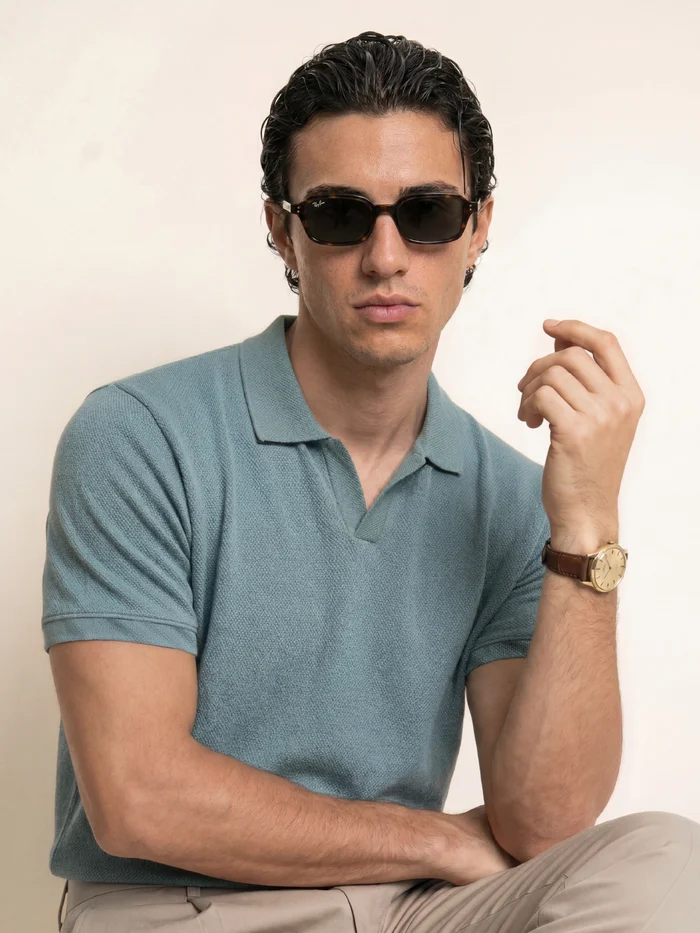 All Degree Johnny Collar Polo Frost Blue