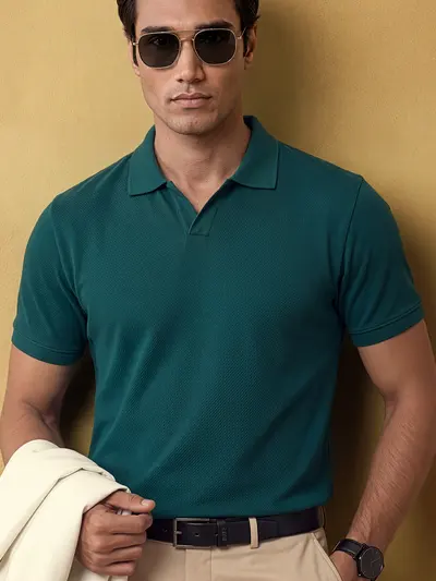 All Degree Johnny Collar Polo Luxe Teal