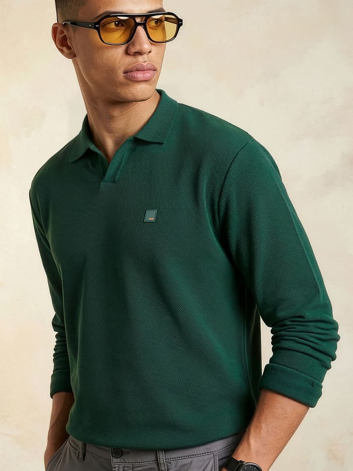 All Degree Full Sleeve Pique Polo Lodhi Green