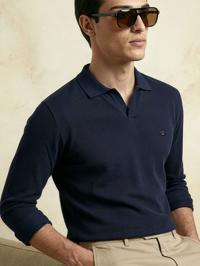All Degree Full Sleeve Pique Polo True Navy