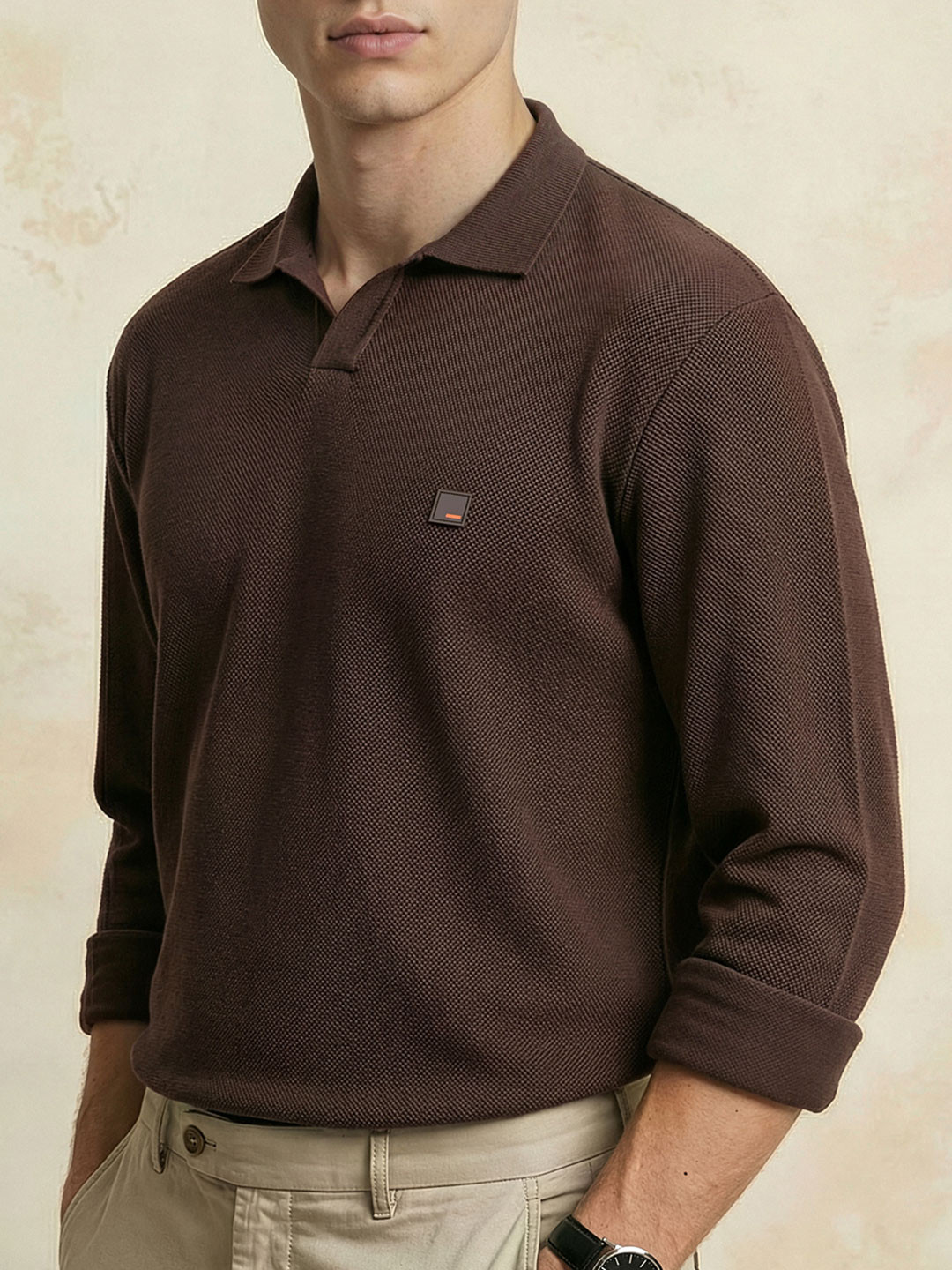 All Degree Full Sleeve Pique Polo Zion Brown | DaMENSCH