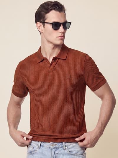 Striped Polos Burnt Red