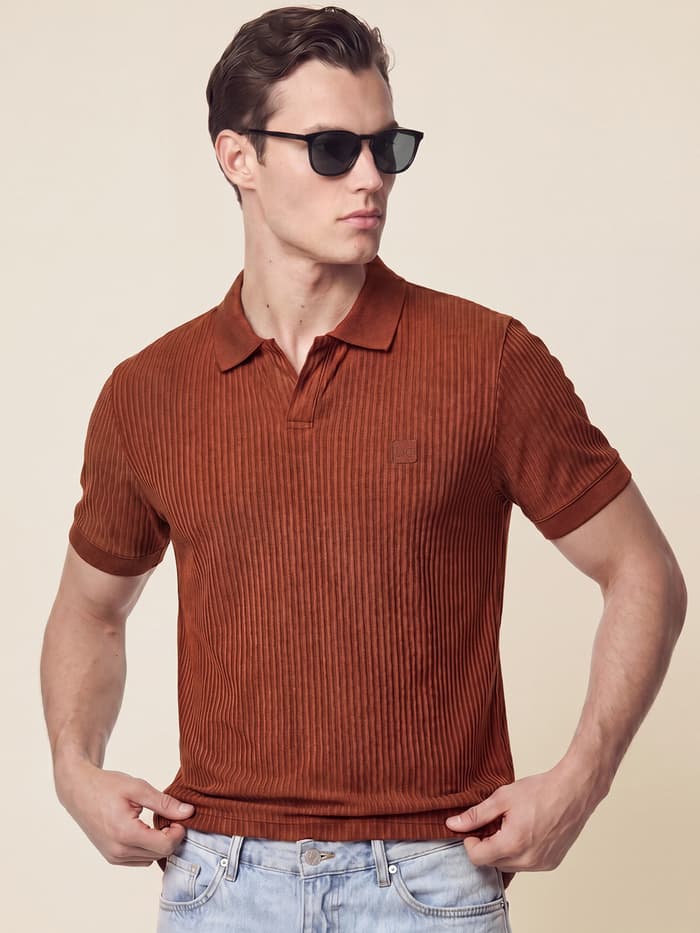 Striped Polos Burnt Red