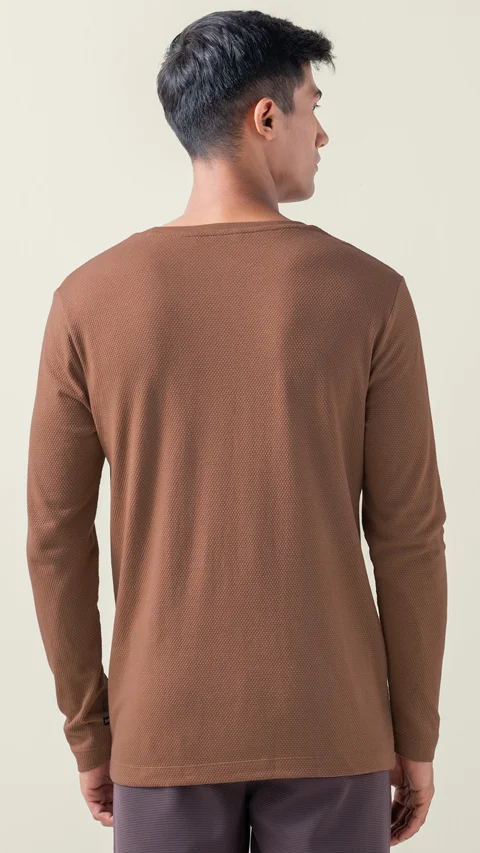 Statement Popcorn Textured Casual Tees Milky Brown