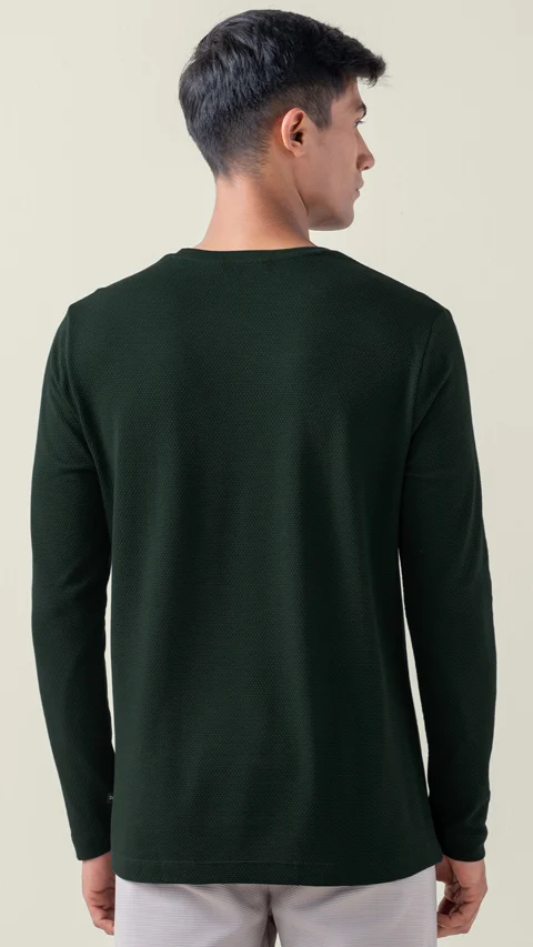Statement Popcorn Textured Casual Tees Pine Green
