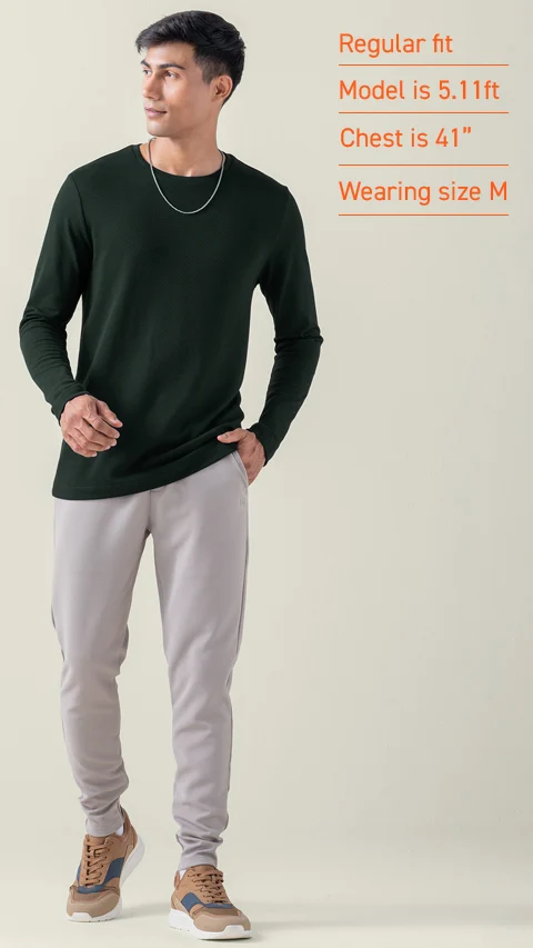 Statement Popcorn Textured Casual Tees Pine Green