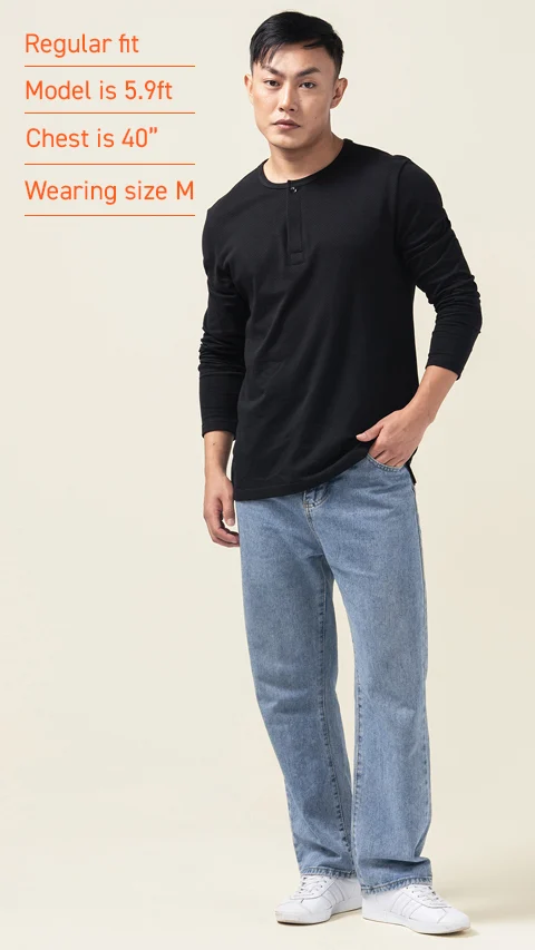 Statement Popcorn Textured Casual Tees Henley - Jet Black