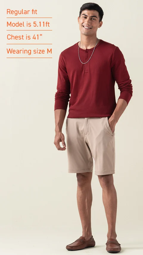 Statement Popcorn Textured Casual Tees Henley- Majestic Maroon