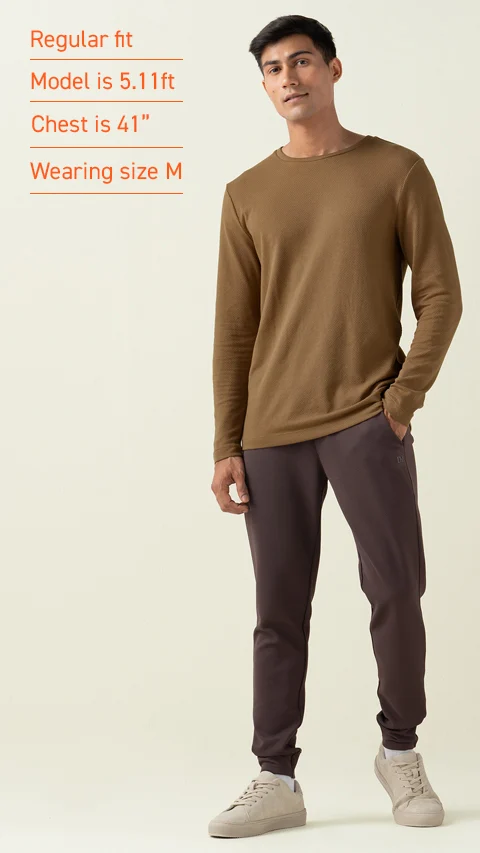 Statement Popcorn Textured Casual Tees Cabin Brown