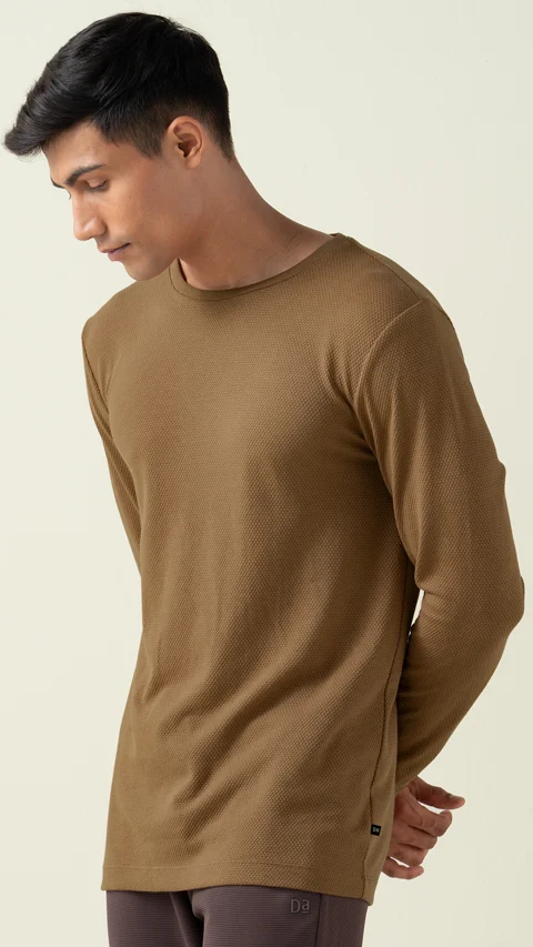 Statement Popcorn Textured Casual Tees Cabin Brown