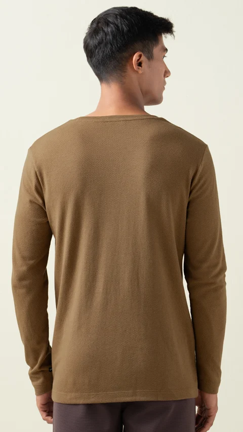 Statement Popcorn Textured Casual Tees Cabin Brown