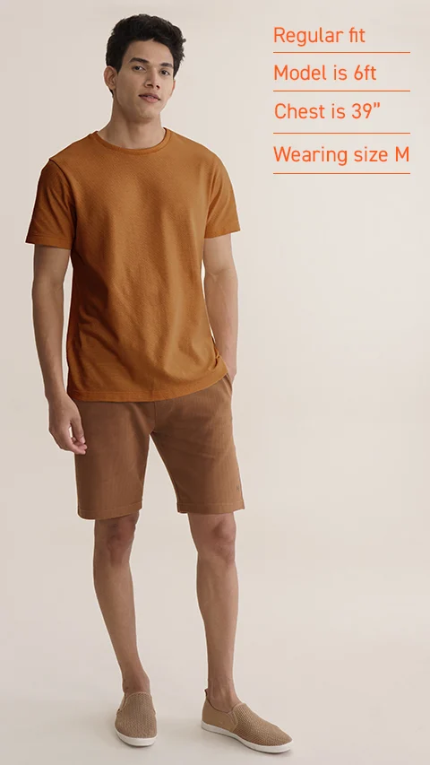 Statement Popcorn Textured Casual Tees Caramel Brown