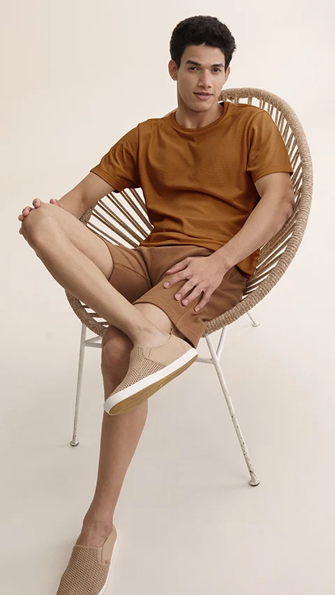 Statement Popcorn Textured Casual Tees Caramel Brown