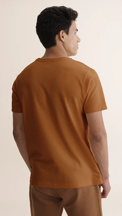 Statement Popcorn Textured Casual Tees Caramel Brown
