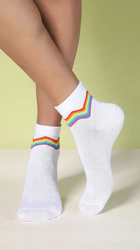 Aloe-Soft Above Ankle Socks- Pride Waves White, Pride Waves Black