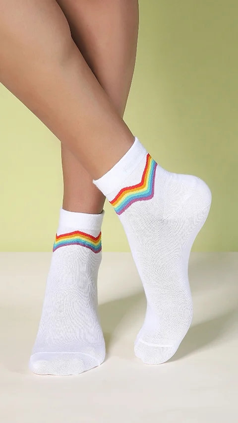 Aloe-Soft Above Ankle Socks- Pride Waves White, Pride Waves White