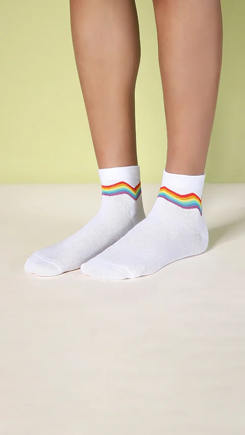 Aloe-Soft Above Ankle Socks- Pride Waves White, Pride Waves White