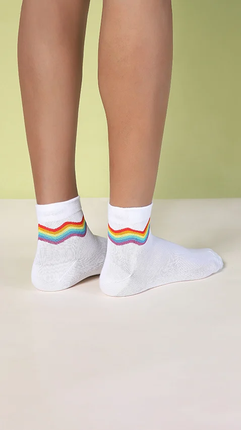 Aloe-Soft Above Ankle Socks- Pride Waves White, Pride Waves White