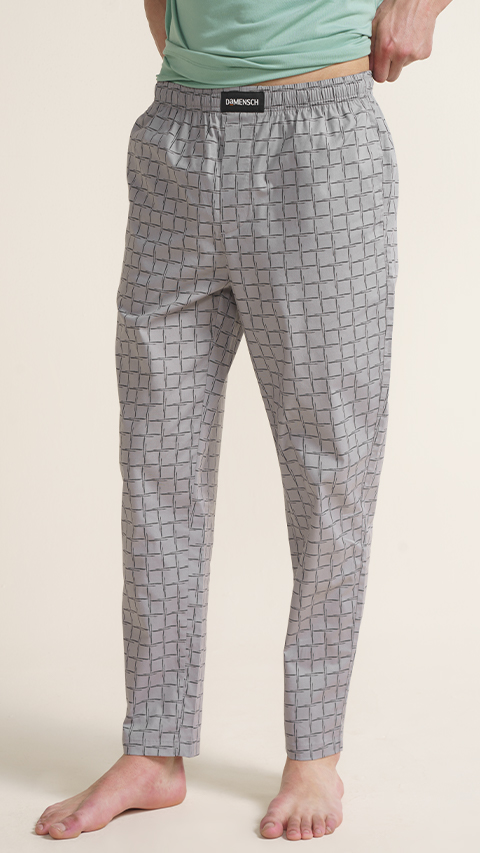 Men Stretch Pyjama Pants Online Graphic Grey DaMENSCH