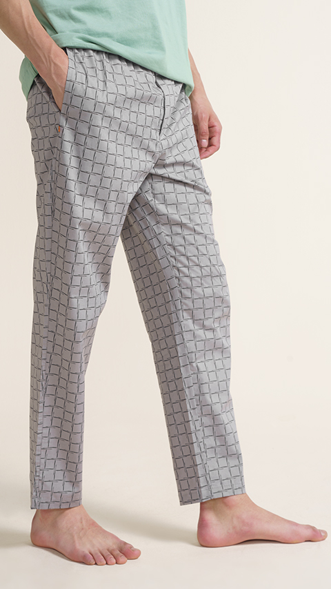 Men Stretch Pyjama Pants Online Graphic Grey DaMENSCH