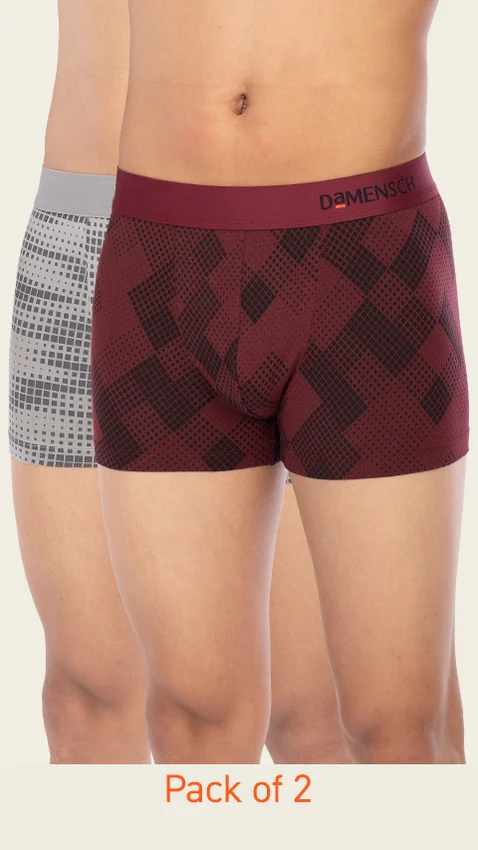 Value-Deal Deo-Soft Trunks Qube Maroon, Dashed Silver