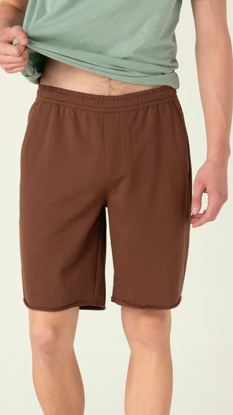 Statement Raw Edge Shorts Wood Brown