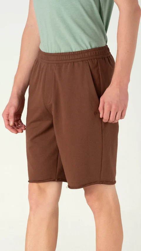 Statement Raw Edge Shorts Wood Brown