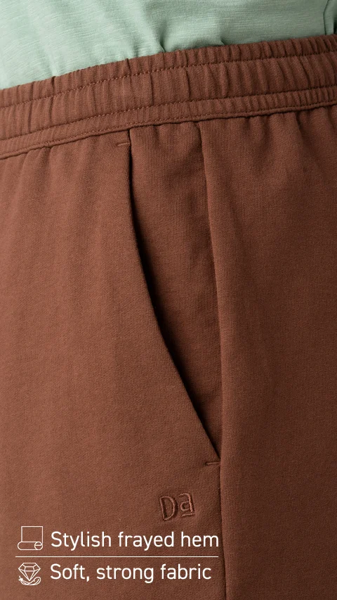 Statement Raw Edge Shorts Wood Brown