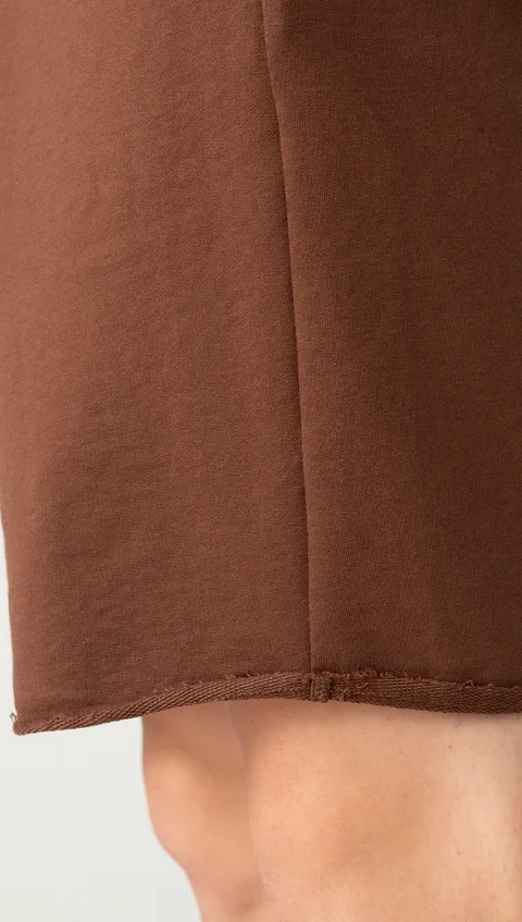 Statement Raw Edge Shorts Wood Brown